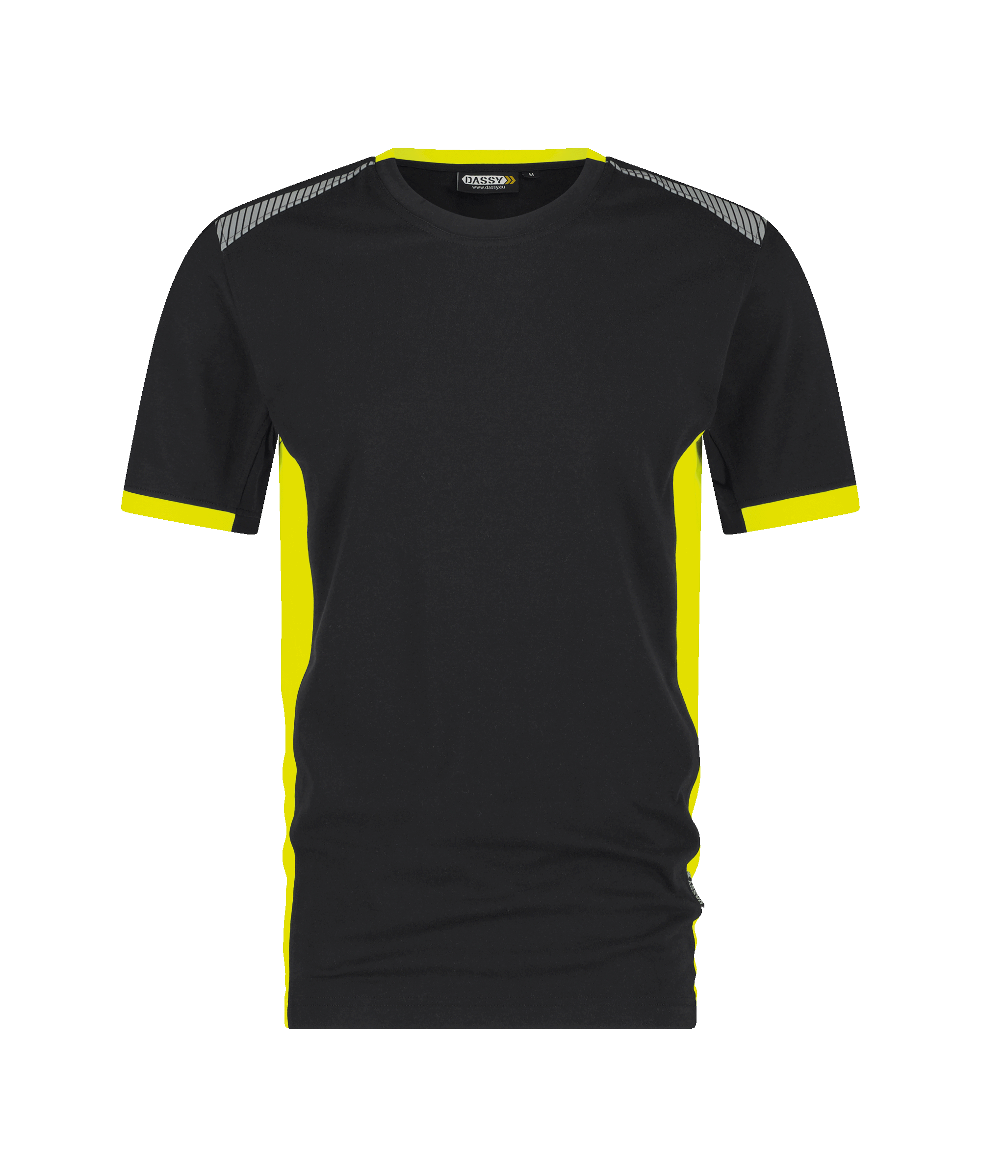 dassy tampico t shirt black fluo yellow front 