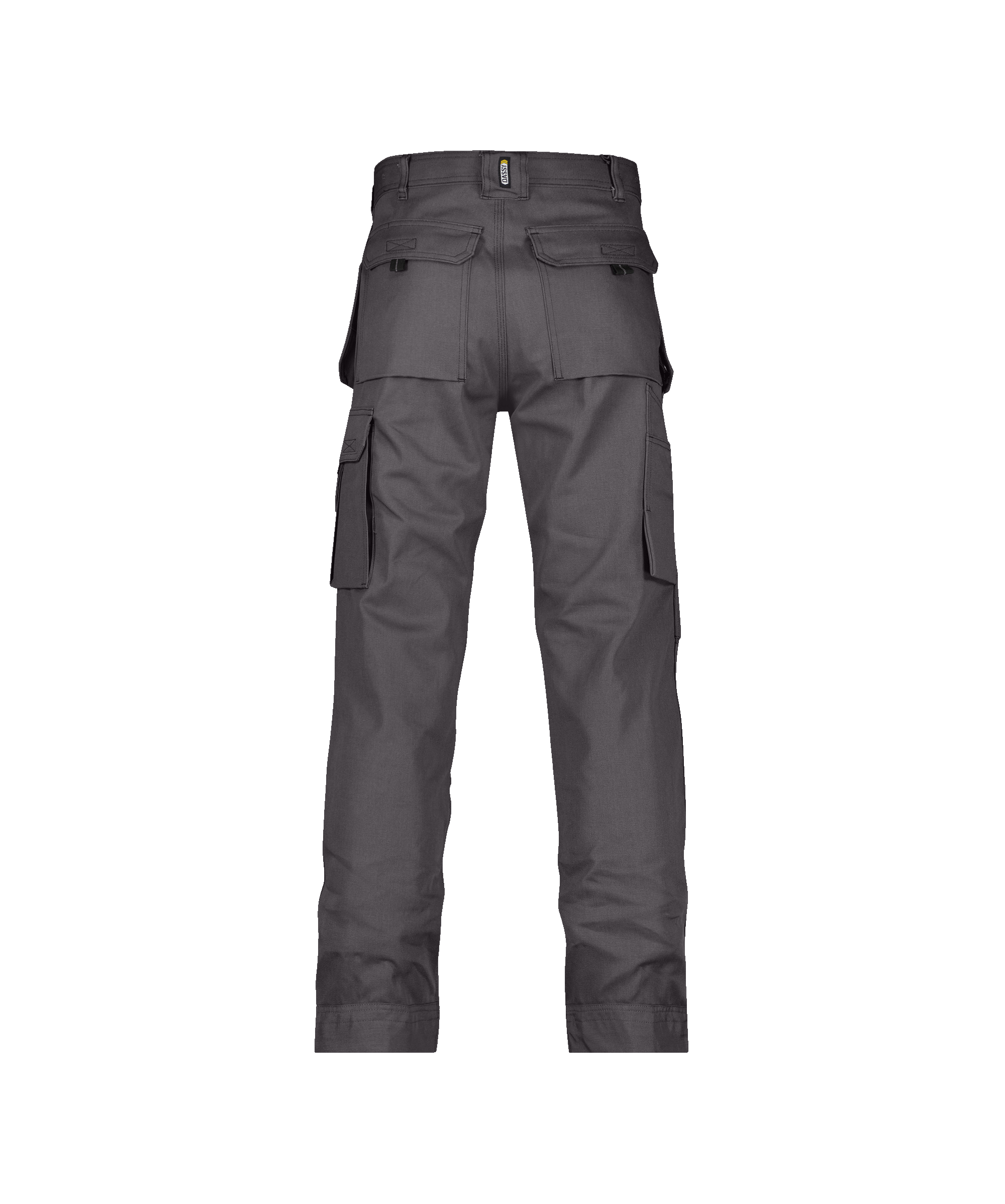 dassy texas canvas trousers with holster pockets and knee pockets cement grey back 