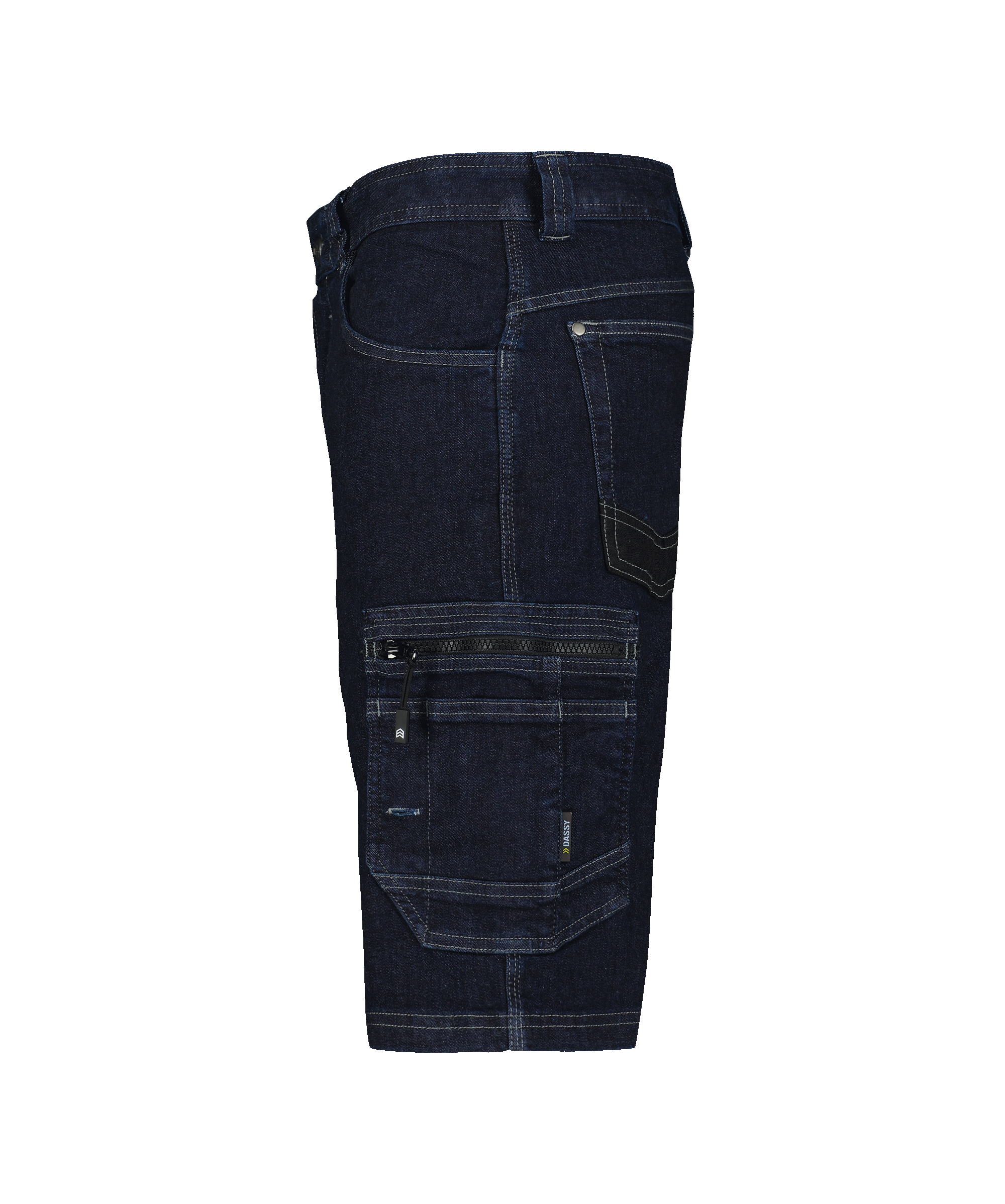 dassy tokyo denim work shorts with stretch jeans blue side 