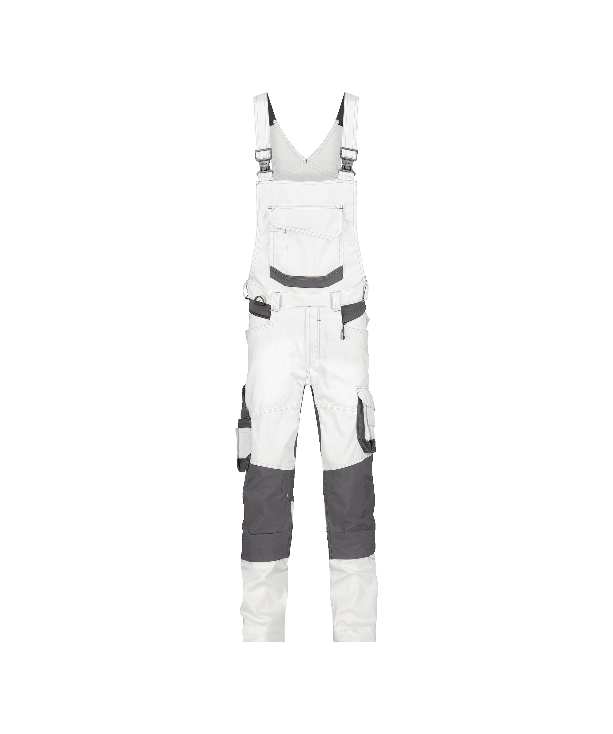 dassy tronix painters painter brace overall with stretch and knee pockets white anthracite grey front 