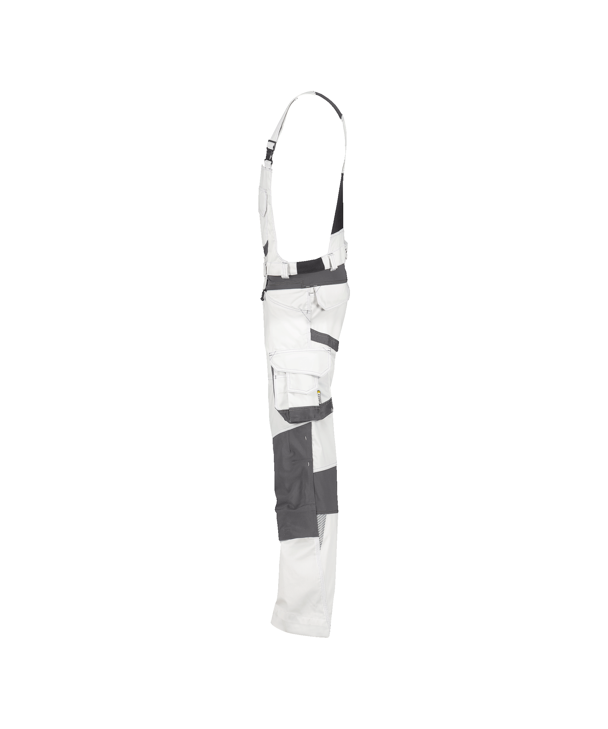 dassy tronix painters painter brace overall with stretch and knee pockets white anthracite grey side 