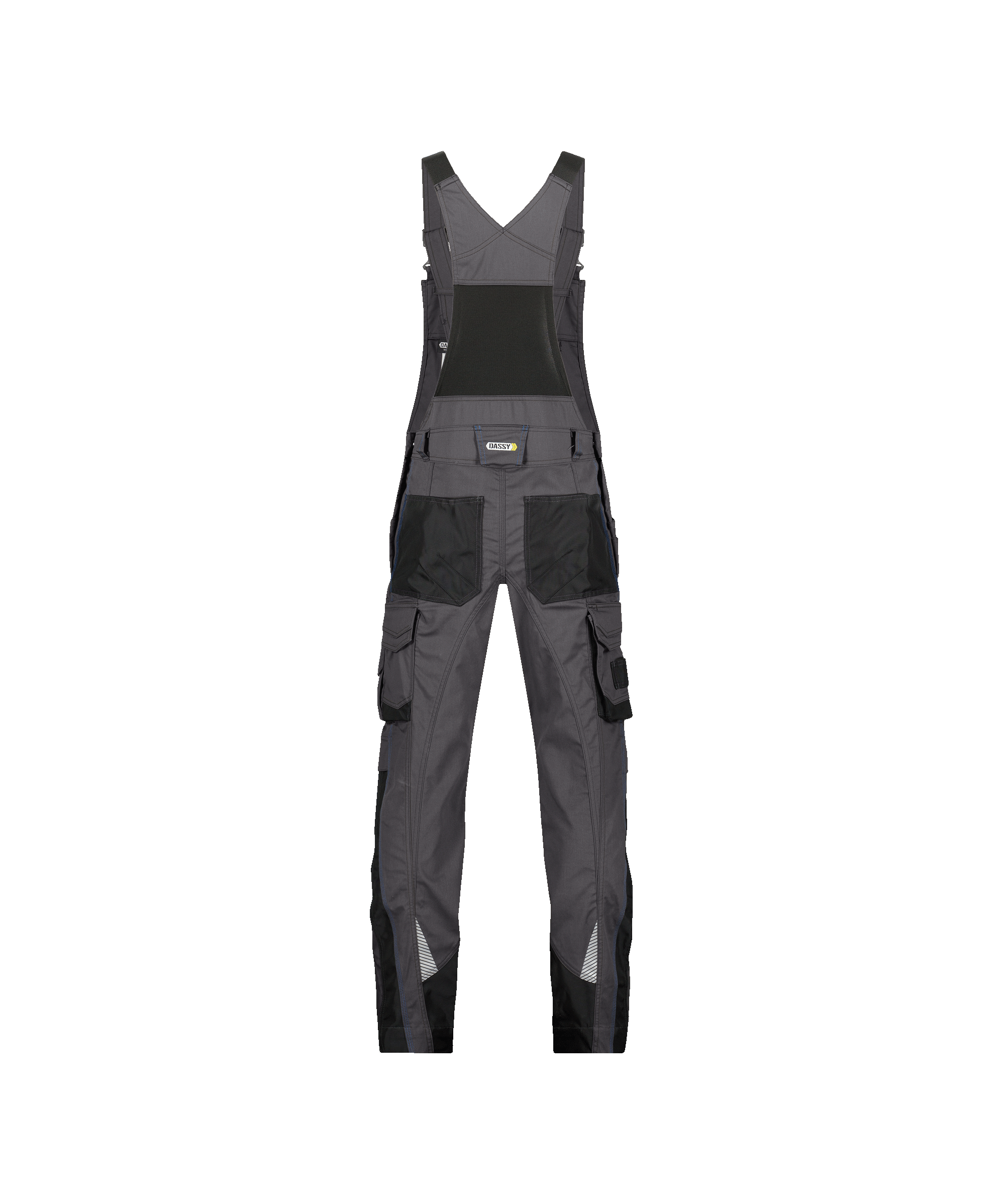 dassy voltic brace overall with knee pockets anthracite grey black back 