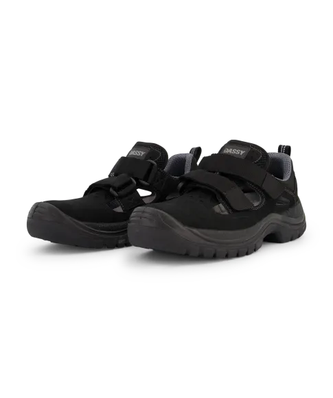 dassy achilles s1pl fo sr safety sandal black front 