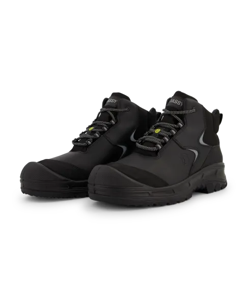 dassy amon s3s fo sc sr esd midcut safety shoe black front 
