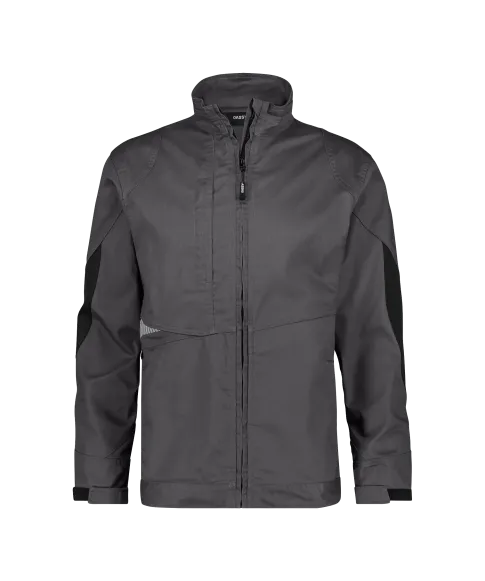 dassy atom next work jacket anthracite grey black front 