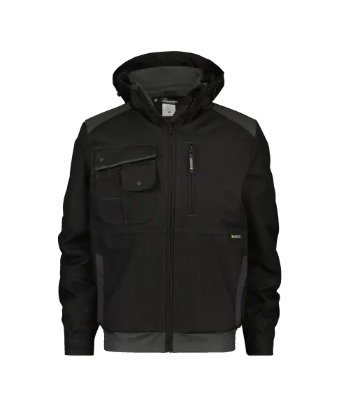 dassy austin canvas winter jacket black anthracite grey front 