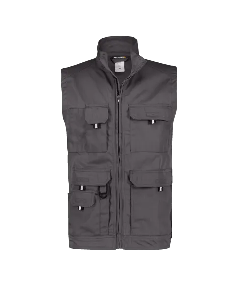 dassy avila sleeveless work jacket cement grey front 
