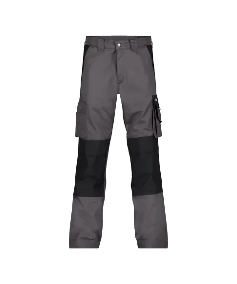 dassy boston two tone work trousers with knee pockets cement grey black front 