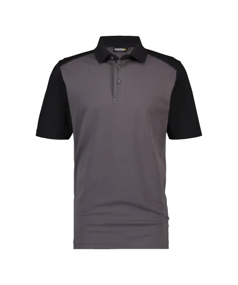 dassy cesar two tone polo shirt cement grey black front 