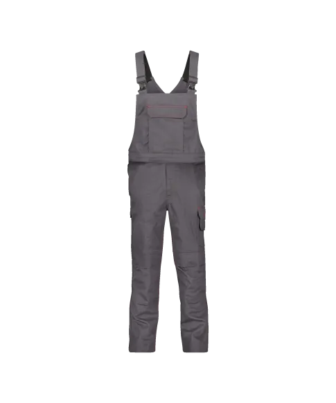 dassy dakota flame retardant brace overall with knee pockets cement grey front 