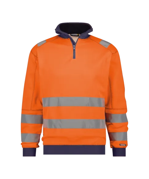 dassy denver high visibility sweatshirt fluo orange navy front 