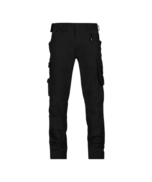 dassy dynax next work trousers with stretch and knee pockets black front 