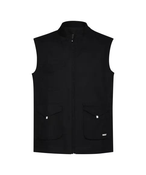 dassy ellis sleeveless work jacket black front 
