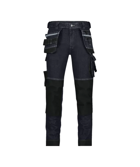 dassy melbourne stretch jeans with holster pockets and knee pockets jeans blue black front 