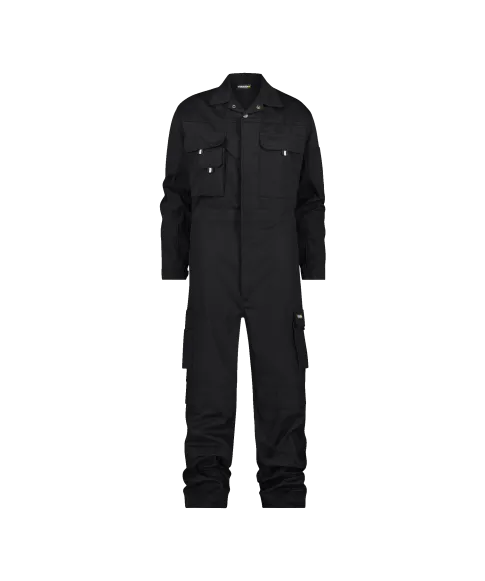 dassy nimes overall with knee pockets black front 