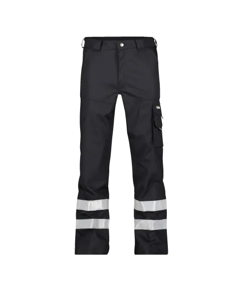 dassy vegas work trousers with reflective tape black front 