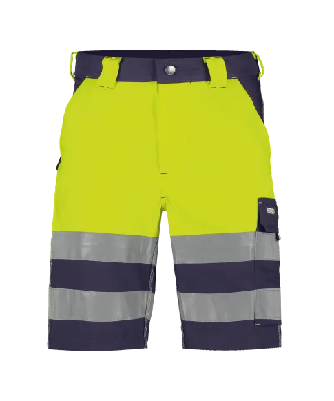 dassy venna high visibility work shorts navy fluo yellow front 
