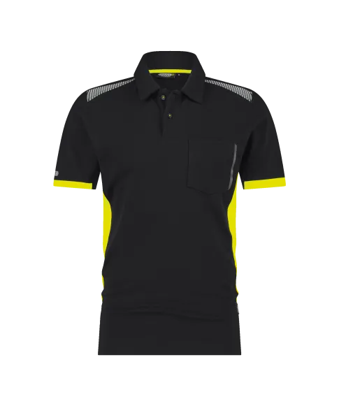 dassy veracruz polo shirt black fluo yellow front 