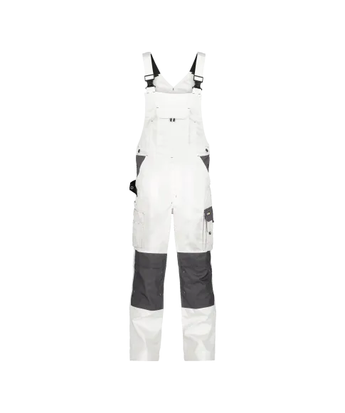 dassy versailles two tone brace overall with knee pockets white cement grey front 