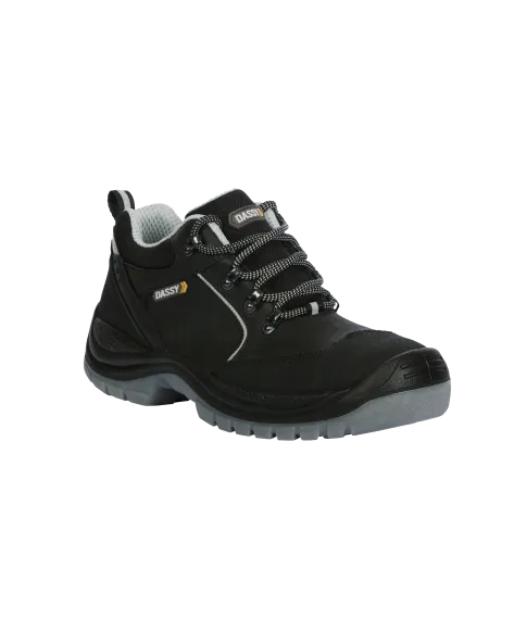 dassy zeus s3 lowcut safety shoe black front 